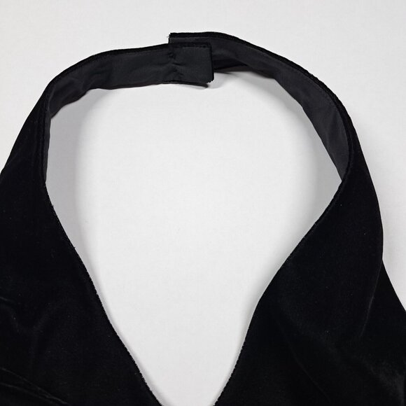 Davids Bridal Velvet Dress Black Halter Midi Sz 6 Formal Holiday Prom Wedding - Picture 9 of 11